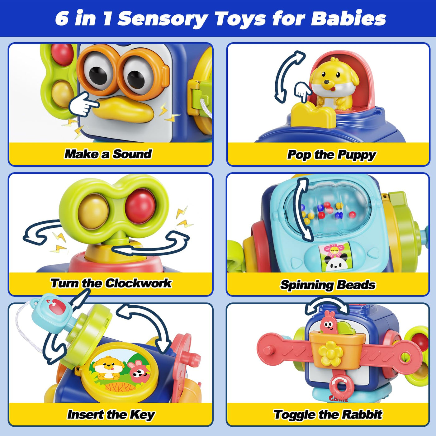 MOONTOY Montessori Spielzeug ab 1 Jahr, AktivitäTswüRfel für Baby 6 9 12 18 Monate, Lernspielzeug MotorikwüRfel ab 1 Jahr für Kleinkinder, Baby Sensorik Spielzeug Geschenke für Mädchen Junge