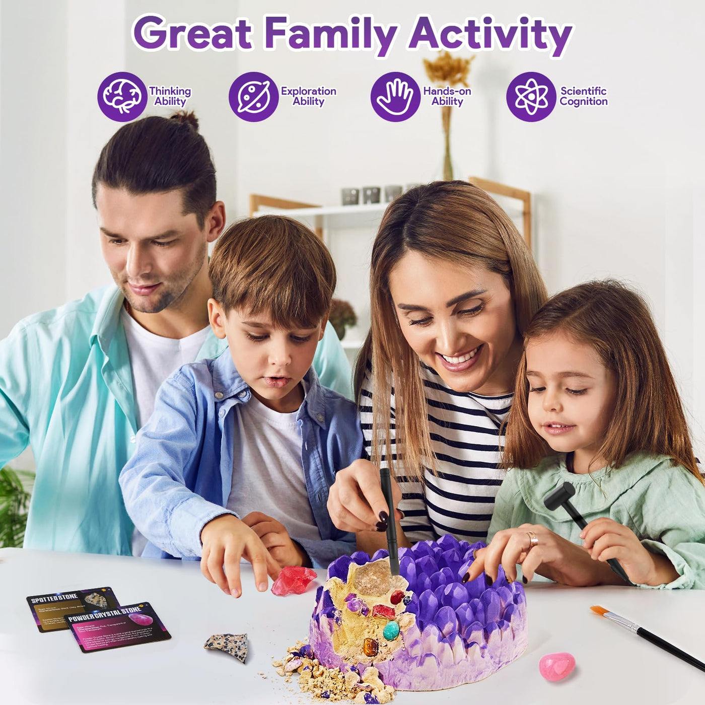 Mineralien Ausgrabungs-Set, Ausgrabungsset für Kinder, Jumbo Edelstein Experimentierset mit Mineralien Steine, Geoden, Kristalle Züchten, Geburtstag Party für Kinder Ab 6 7 8 9 10 Jahre Geschenk