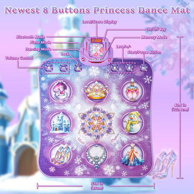 Tanzmatte Kinder Spielzeug Geschenke Mädchen: 8-Tasten Tanzmatte mit Bluetooth 4 Spielmodi Integrierte Musik Dance Mat Kids Geburtstag Weihnachts Geschenk für Lila Prinzessin Alter 3 4 5 6 7 8 9 Jahre