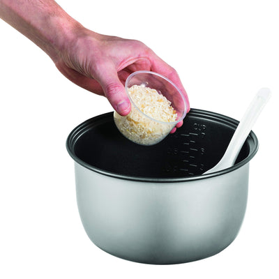 Russell Hobbs Reiskocher [Testsieger] 1,2l inkl. Dampfgarer -Einsatz mit Aroma-Klappdeckel (Warmhaltefunktion, antihaftbeschichteter Gartopf, Reislöffel & Messbecher, Edelstahl) 27080-56