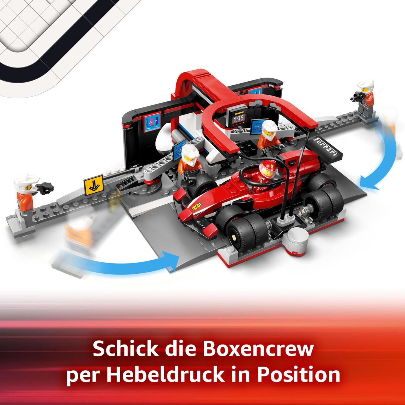 LEGO City F1 Boxenstopp mit Boxencrew und Ferrari Flitzer - Formel 1 Pit Stop Set mit 1 Rennfahrer und 4 Mechaniker Minifiguren - Spielzeug Rennauto für Jungen und Mädchen ab 6 Jahren - 60443