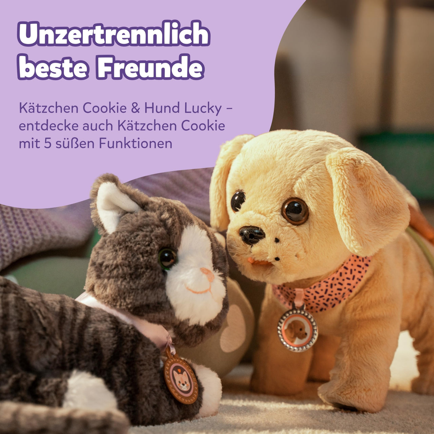 BABY born Mein Hund Lucky mit 5 verschiedenen Funktionen, für Kinder ab 3 Jahren, funktioniert mit Batterien, 835869 Zapf Creation, Rosa