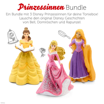 tonies Hörfiguren Bundle für Toniebox, 3 x Disney Prinzessinnen: Die Schöne und das Biest, Rapunzel – Neu verföhnt & Dornröschen, für Kinder ab 4 Jahren