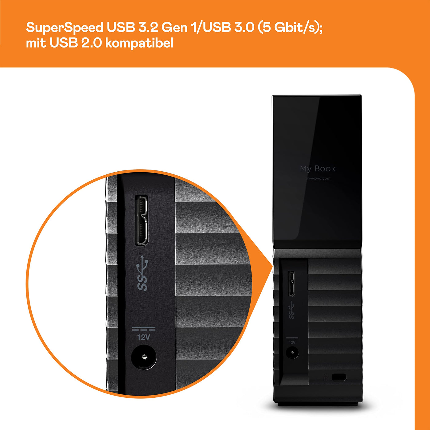 WD My Book 8 TB USB 3.0 Desktop-Festplatte mit Passwortschutz (Desktop-Speicher, Sicherungssoftware, Hardwareverschlüsselung, SuperSpeed USB)