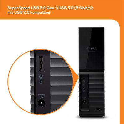 WD My Book 8 TB USB 3.0 Desktop-Festplatte mit Passwortschutz (Desktop-Speicher, Sicherungssoftware, Hardwareverschlüsselung, SuperSpeed USB)