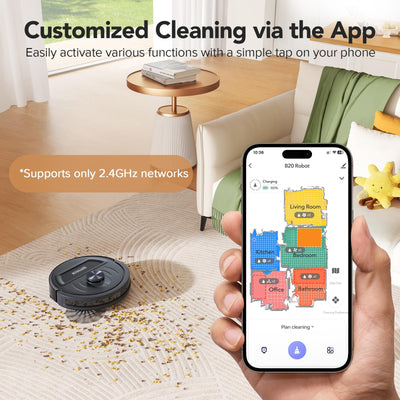 BPMIO Saugroboter mit Wischfunktion, 2.5L Staubsauger Roboter mit Absaugstation, 120Min Laufzeit, LiDAR Navigation, Starke Saugkraft ideal für Teppich und Tierhaare, App-Steuerung