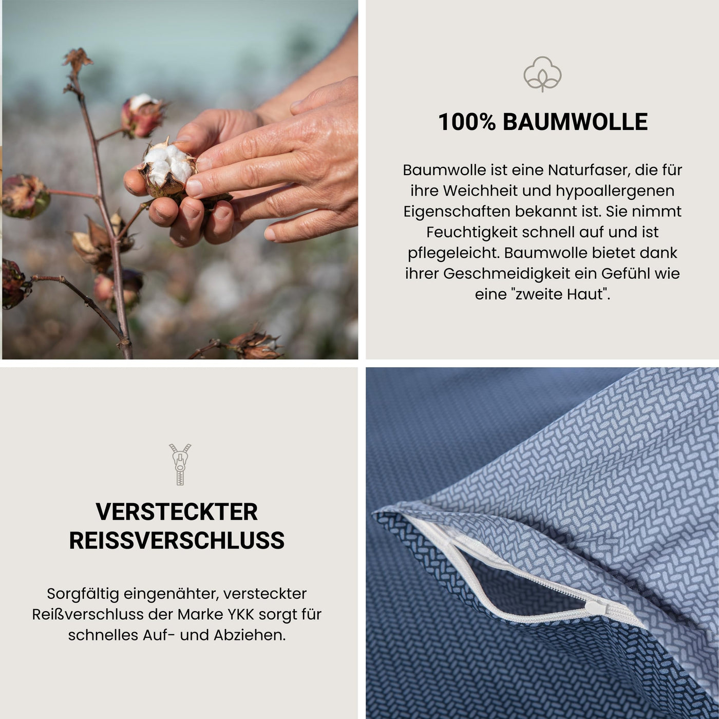 Schiesser Bettwäscheset Silva | 2-teilig | Strickoptik | Renforcé | 100% Baumwolle | Oeko-Tex Zertifiziert | Reißverschluss | 135x200cm + 80x80cm | Blau