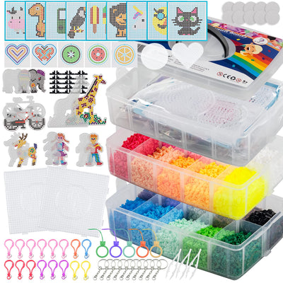 La Manuli Bügelperlenset 24000 Stück Bügelperlen mit Steckplatten, Vorlagen und Zubehör, 5mm Midi Größe (20 Farben + im Dunkeln Leuchten) XXL Bastel Set für Jungen und Mädchen