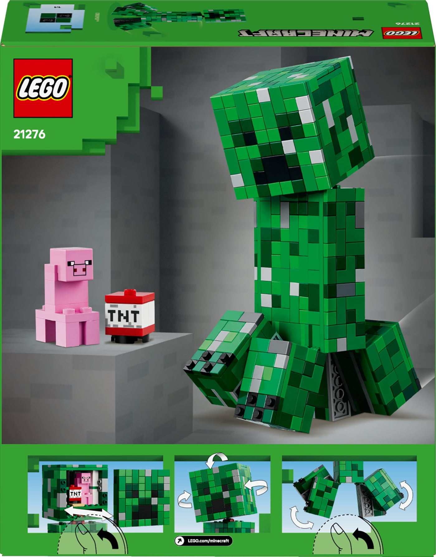 LEGO Minecraft Der Creeper - Gamer Spielzeug -Bewegliche Actionfigur - Interaktives Spielset mit TNT-Element - Kinder DIY Deko - Gaming Geschenk für Jungen, Mädchen & Teenager ab 10 Jahren - 21276