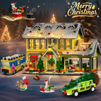 HOGOKIDS Adventskalender 2025 Weihnachts Bauspielzeug mit Licht, 24 Tage-Weihnachts Countdown Haus, Mini-Baustein-Set, Weihnachtsspielzeug Geschenk für Erwachsene Kinder Mädchen Jungen ab 12 Jahren