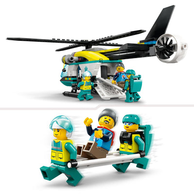 LEGO City Rettungshubschrauber, Hubschrauber-Spielzeug für Kinder, Helikopter mit Seilwinde, Rotoren und 3 Figuren inkl. Pilot, Wanderer und Luftretter, Geschenk für 6-jährige Jungs und Mädchen 60405