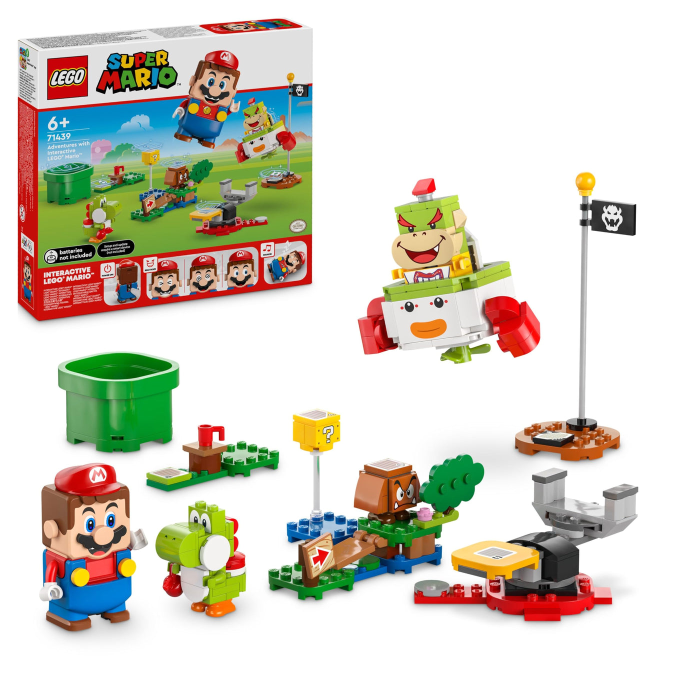 LEGO Super Mario Abenteuer mit dem interaktiven Mario, Set mit Junior-Clown-Kutsche, Spielzeug-Yoshi, Nintendo Geschenk für Jungen, Mädchen und Gamer ab 6 Jahren 71439