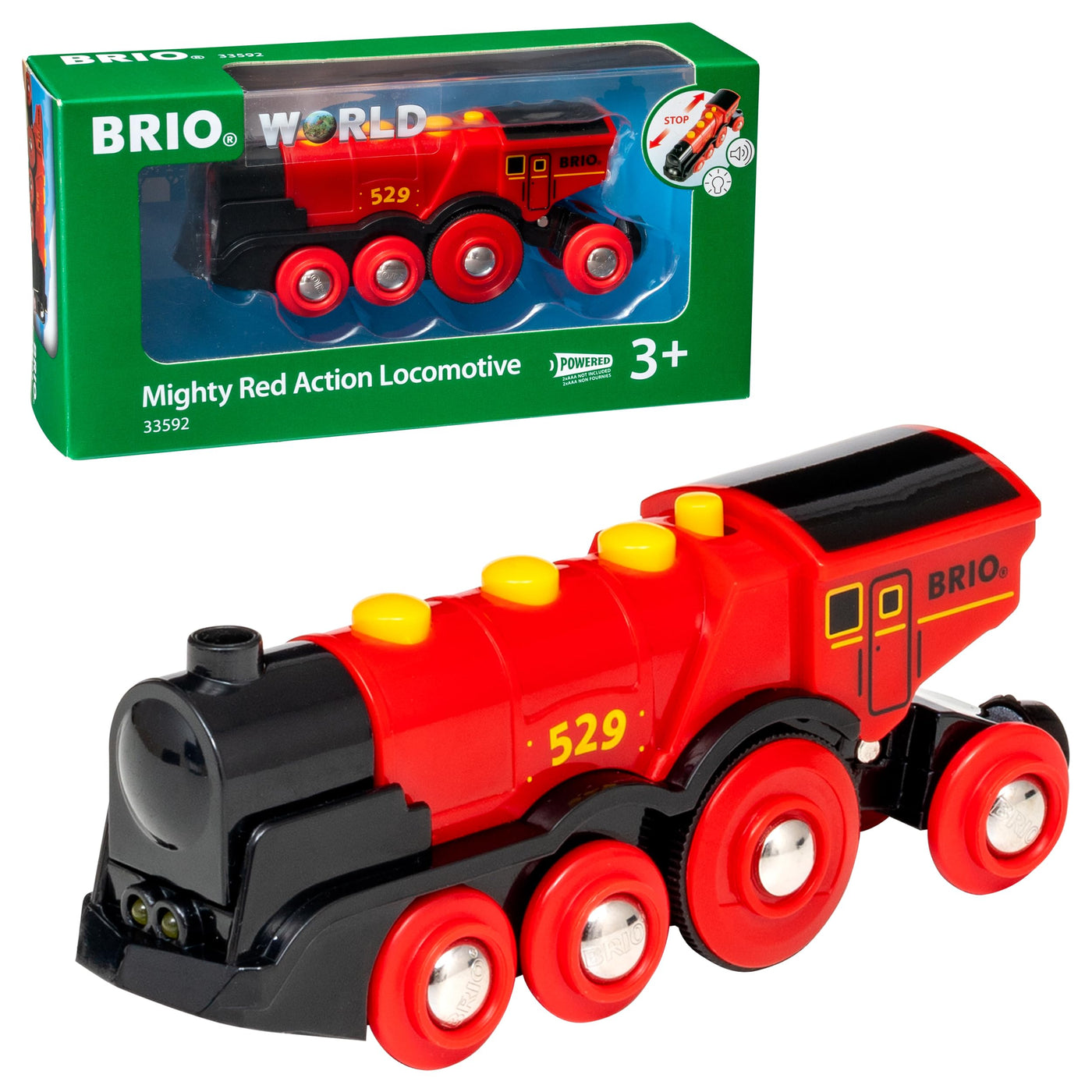 BRIO World 33592 Rote Lola elektrische Lok - Batterie-Lokomotive mit Licht & Sound - Kleinkinderspielzeug empfohlen ab 3 Jahren