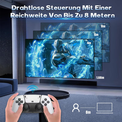 XIXIMENG M15 Retro Konsole Game Stick 50000+ Spielen 28 Emulator,4K HD Retro-Spielkonsole mit Zwei kabellose Controller,Plug and Play Wireless Videospielkonsole für TV,Geschenk für Erwachsene (128G)