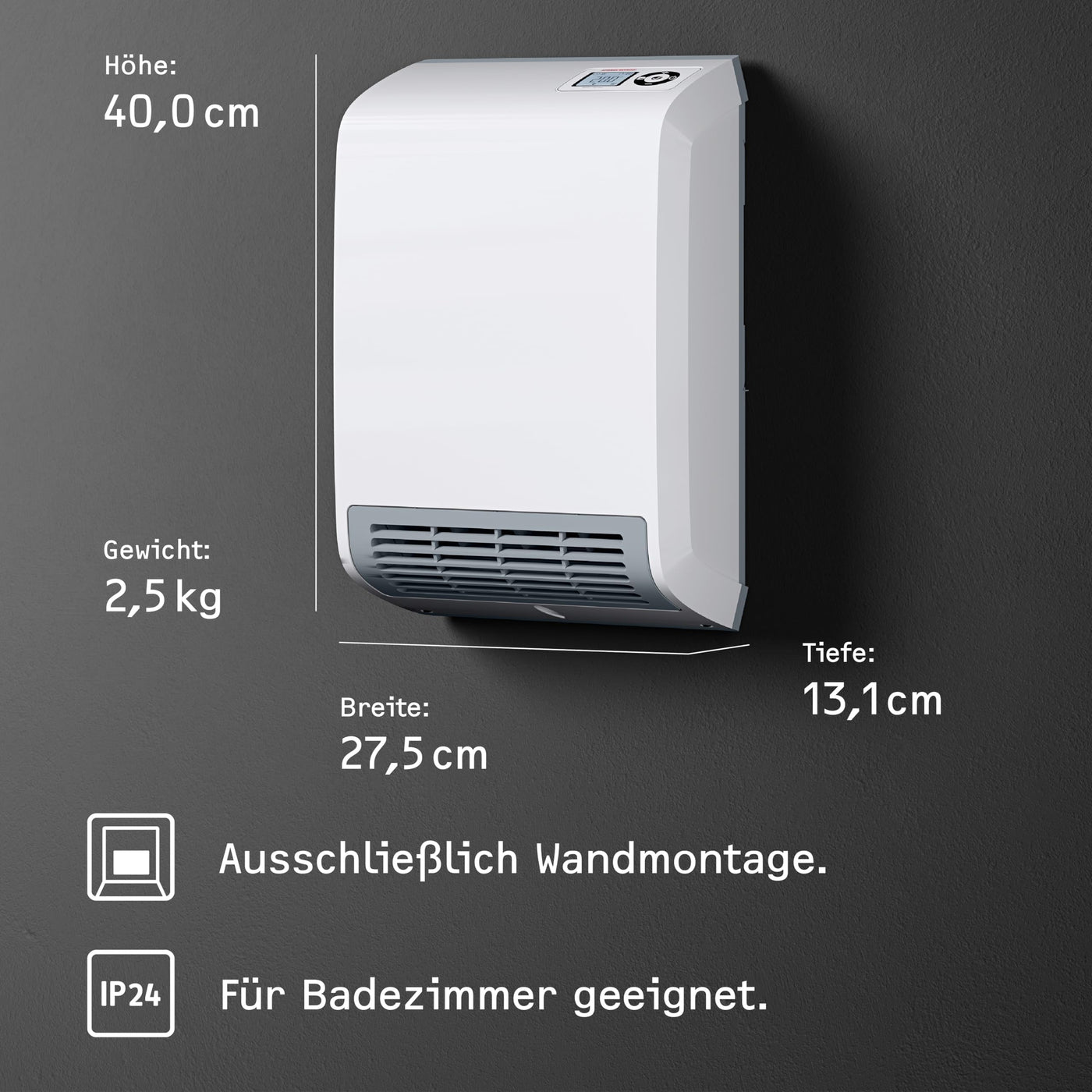 STIEBEL ELTRON Schnellheizer CK 20 Trend LCD für ca. 25 m², TÜV geprüft, Made in Germany, LC-Display, Wochentimer, Keramik Heizlüfter energiesparend, Bad, 2 kW, 236653