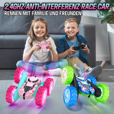 cosone Rosa Ferngesteuertes Auto für Mädchen 6-12 Jahre alt Stunt RC Auto mit LED Blinken 2.4Ghz 4WD 360° Flip RC Car für Kinder Geschenke