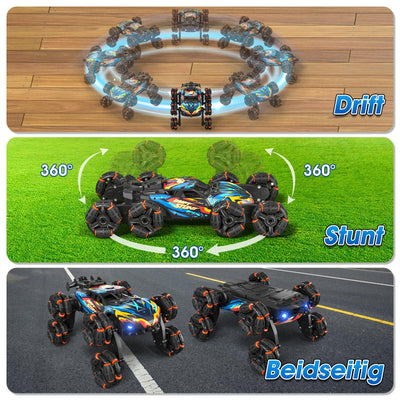 Ferngesteuertes Auto, Ferngesteuertes Auto ab 3 4 5 6 7 8 9 10 Jahre Kinder, 8WD Stunt und Handsteuerung, RC Drift Car mit LED Licht, Musik und Spray, RC Spielzeug Geschenk ab 3-12 Jahre Junge
