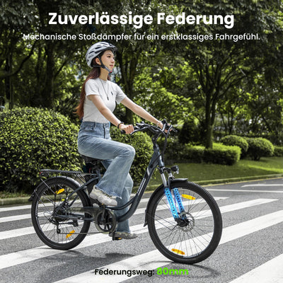 Touroll B1 26 Zoll City E-Bike mit 250W Motor und 36V 15.6Ah Akku Pedelec Cityräder Elektrofahrrad, Max Geschwindigkeit 25km/h Max Reichweite 90km, Erwachsene Herren Damen Ebike