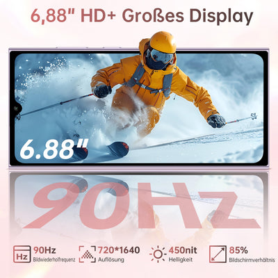 OUKITEL C62 Android 15 Smartphone Ohne Vertrag - 6.88" HD+ Handy mit Rückseitigem Display 16GB RAM+128GB ROM/1TB, 5000mAh Handy Günstig, Dual SIM Simlockfreie Handys/Face ID/GPS/OTG - Gold