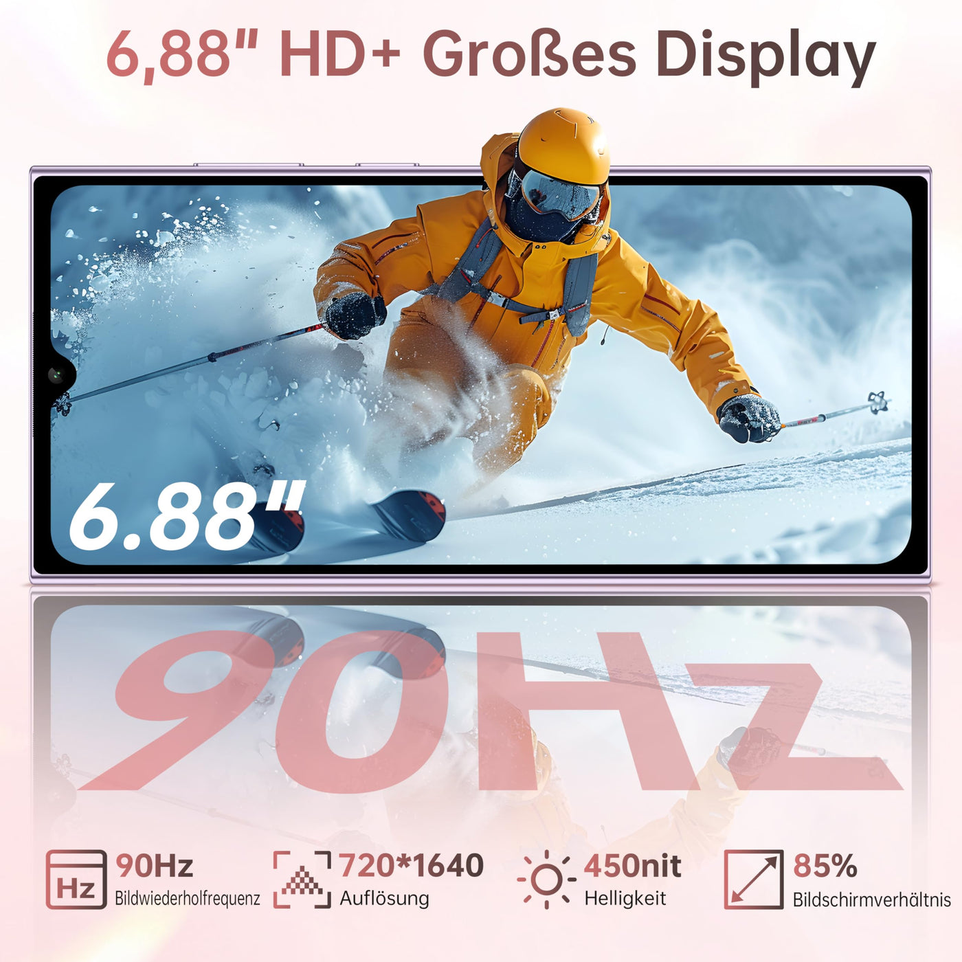 OUKITEL C62 Android 15 Smartphone Ohne Vertrag - 6.88" HD+ Handy mit Rückseitigem Display 16GB RAM+128GB ROM/1TB, 5000mAh Handy Günstig, Dual SIM Simlockfreie Handys/Face ID/GPS/OTG - Blau