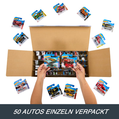 Hot Wheels Autos Set, 50er Pack, Verschiedene Modelle von Spielzeugautos, Maßstab 1:64, mit realistischen Details, Auto Spielzeug, Stile variieren, Spielzeug ab 3 Jahre, V6697