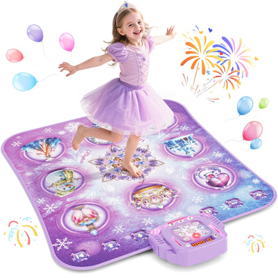 Tanzmatte Kinder Spielzeug Geschenke Mädchen: 8-Tasten Tanzmatte mit Bluetooth 4 Spielmodi Integrierte Musik Dance Mat Kids Geburtstag Weihnachts Geschenk für Lila Prinzessin Alter 3 4 5 6 7 8 9 Jahre