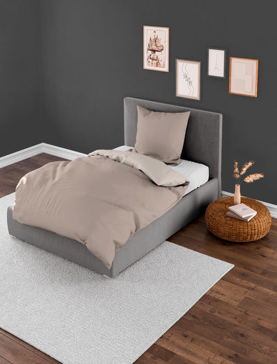 liebling Renforcé Bettwäsche Mocca braun, 1 x Bettbezug 135 x 200 cm + 1 x Kissenbezug 80 x 80 aus 100% seidig weicher Baumwolle, 60 Grad, Ökotex Made in Green