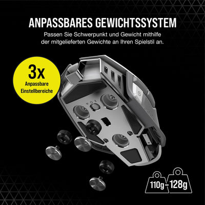 CORSAIR M65 RGB ULTRA WIRELESS Tunable FPS Gaming Mouse - 26.000 DPI - Sub-1ms Wireless - Gewichtssystem - Bis zu 120 Std. Akku - iCUE Kompatibel - PC, Mac, PS5, PS4, Xbox - Weiß