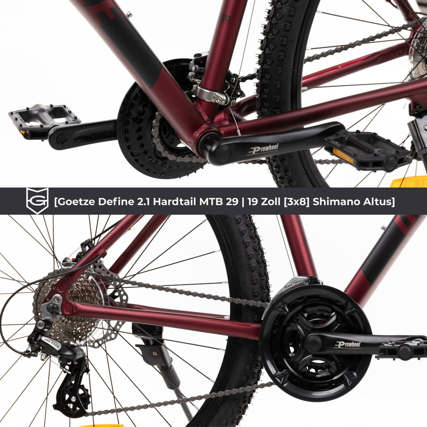 Goetze Define 2.1 Hardtail MTB, 29 Zoll Laufräder, 19 Zoll Aluminiumrahmen, doppelte Scheibenbremsen, 24-Gang Shimano Altus, Federgabel 100 mm