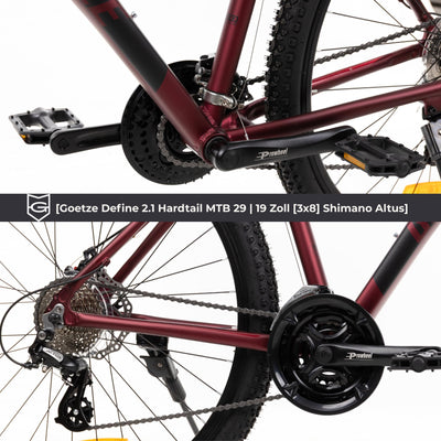 Goetze Define 2.1 Hardtail MTB, 29 Zoll Laufräder, 19 Zoll Aluminiumrahmen, doppelte Scheibenbremsen, 24-Gang Shimano Altus, Federgabel 100 mm