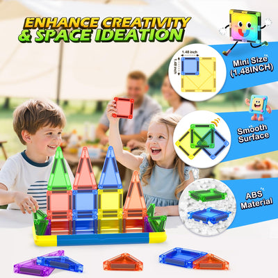 Soyee Magnetische Bausteine Reisespielzeug mit Metallbox Mini-Magnetbausteine für Kinder STEM Sensorisches Spielzeug Kleinkindspielzeug für Reisen Spielzeug Geschenk Jungen und Mädchen ab 3 Jahren