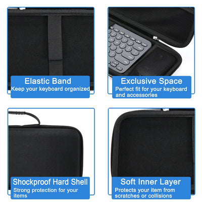 RAIACE Hartschalen-Reisetasche für Logitech K380 Wireless Multi-Device Keyboard und Logitech M350 Mouse Combo. - Schwarz (schwarzes Futter)