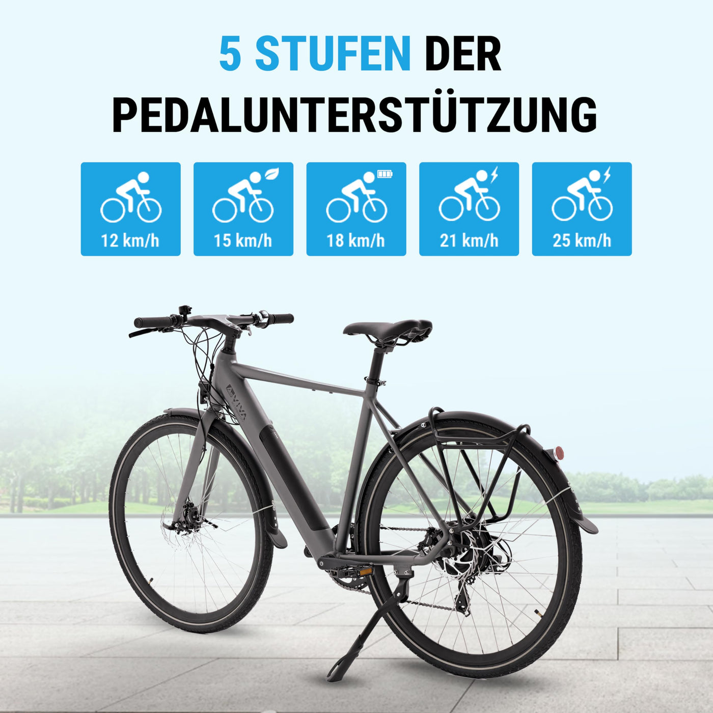 AsVIVA E-Bike BC1-C 28 Zoll – Pedelec Elektrofahrrad mit 250W Bafang Heckmotor, 10,5Ah Akku, 7-Gang Kettenschaltung, hydraulische Scheibenbremsen, LED-Beleuchtung, USB-Ladefunktion