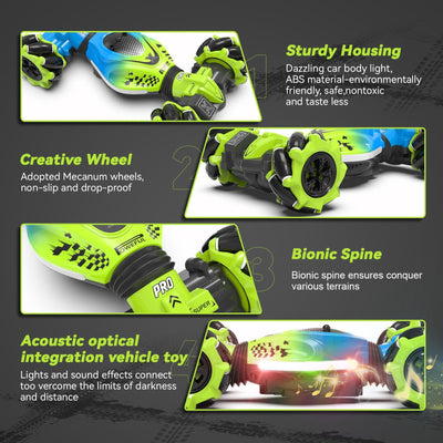 Dysaim Ferngesteuertes Auto RC Stunt Car Ferngesteuerte Auto mit Handsteuerung 2,4 GHz 4WD 360° Drehung Crawler Offroad 2 Akku Weihnachten Geschenk Spielzeug für Junge Mädchen ab 6 7 8 9 10 12 Jahre