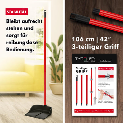 Tyroler | Magische Kehrschaufel | Naturkautschuk | Aluminium Rostfrei 105cm Stiel | Aufrechtes Design | Universelle Besenkompatibilität