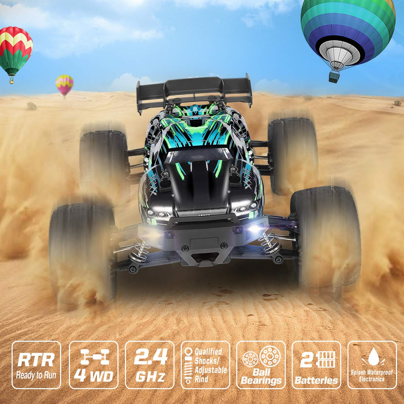 HAIBOXING Ferngesteuertes Auto, 2,4 GHz 1:18 Proportional 4WD 36+ km/h Hobby Offroad Monster RC Truck, wasserdichte RC Truggy RTR Geländegängig Spielzeug