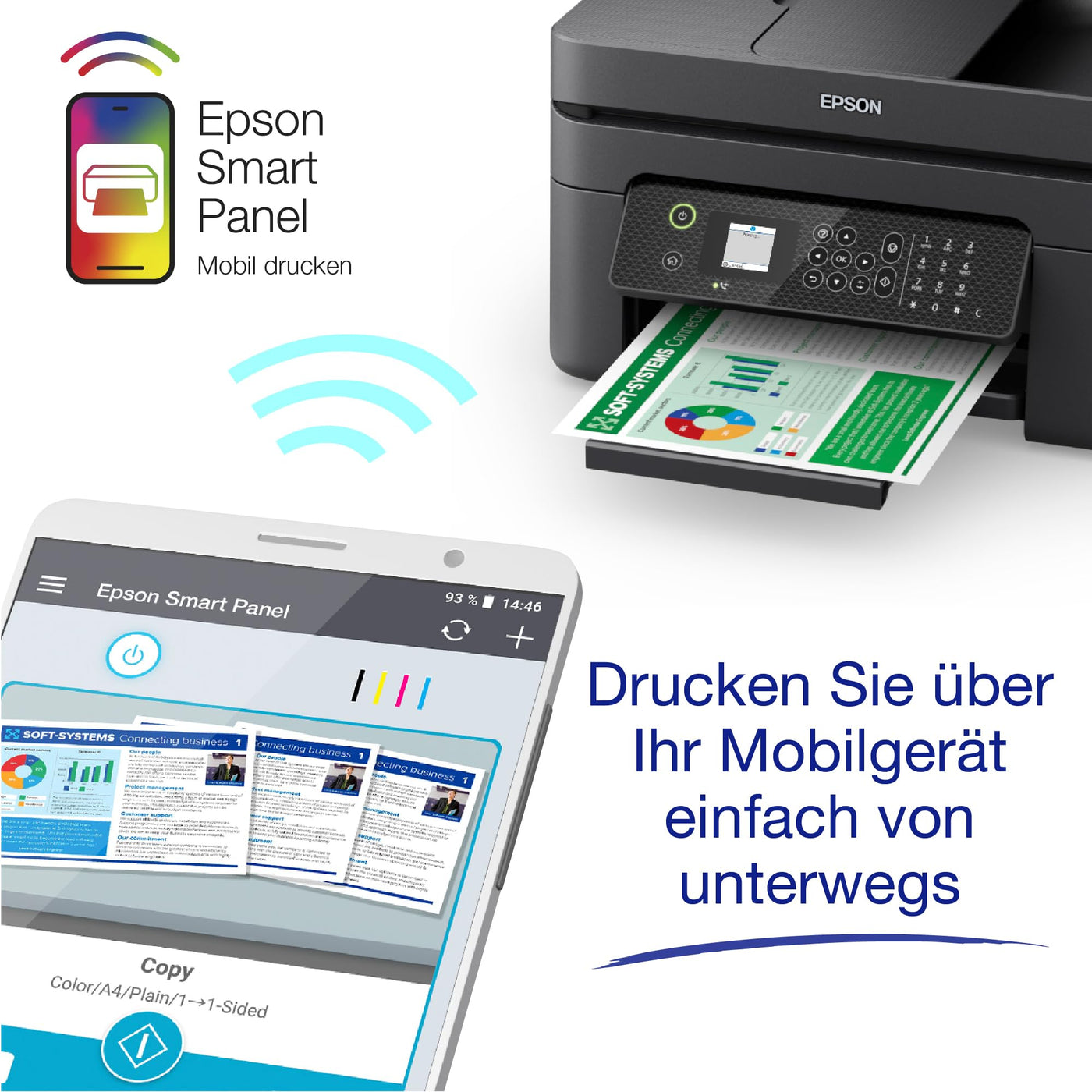 WorkForce WF-2930DWF A4-Multifunktions-Tintenstrahldrucker mit kabellosem Betrieb und 3 Monaten kostenloser Tinte mit ReadyPrint-Abonnement im Rahmen von Advantage+*