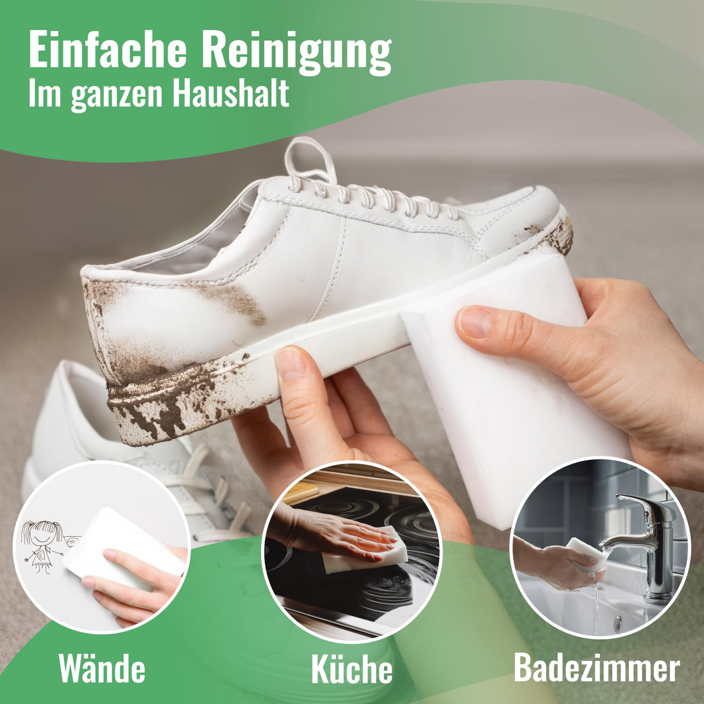 Schmutzradierer Pro 6 Stück - Neu: Radierschwamm mit 2,5X höherer Haltbarkeit | extra langlebiger Zauberschwamm | Magic Eraser Schwamm entfernt Schmutz an Wand, auf Schuhen, in der Küche und Bad