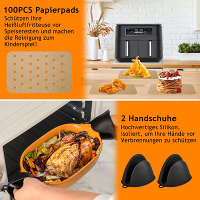MILFECH Heißluftfritteuse Zubehör Airfryer Zubehör für Ninja Foodi AF300EU AF400EU 7.6L-9.5L und meisten Dual Zone Air Fryer, Air Fryer Accessories BPA-frei