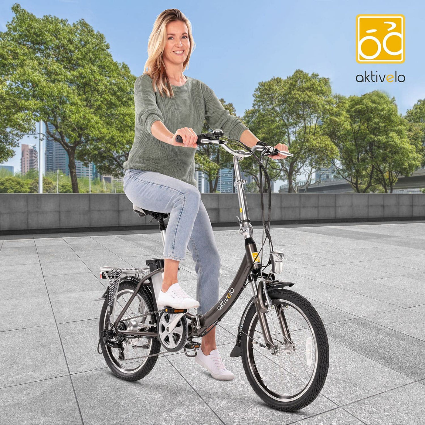 aktivelo E-Klapprad, 20 Zoll E-Bike, Faltrad mit wartungsfreiem 250 W Mittelmotor mit 5 Motorunterstützungsstufen, 65 km Reichweite, 7 Gang Nabenschaltung, für Damen und Herren geeignet