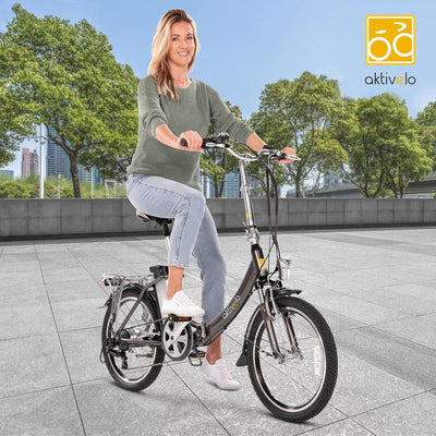 aktivelo E-Klapprad, 20 Zoll E-Bike, Faltrad mit wartungsfreiem 250 W Mittelmotor mit 5 Motorunterstützungsstufen, 65 km Reichweite, 7 Gang Nabenschaltung, für Damen und Herren geeignet
