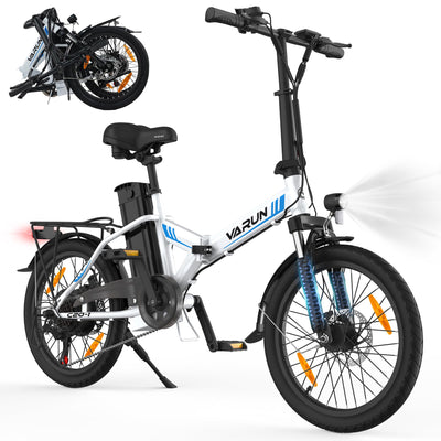 VARUN E Bike, 20 Zoll Ebike klapprad mit 48V Lithium-Akku, 250W Motor, E-Bike Damen Herren mit 5 Modi, 7-Gang Getriebe, Pedelec Elektrofahrrad City Ebike mit LCD-Display, EU-Konformes