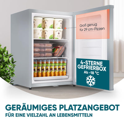 Stillstern Mini Gefrierschrank (42L) -18°C, Eiswürfelschale, Schloss, Türanschlag wechselbar, 4-Sterne Tiefkühlschrank für Camping/Büro Gefriertruhe Klein Gefrierschrank Klein Tiefkühltruhe