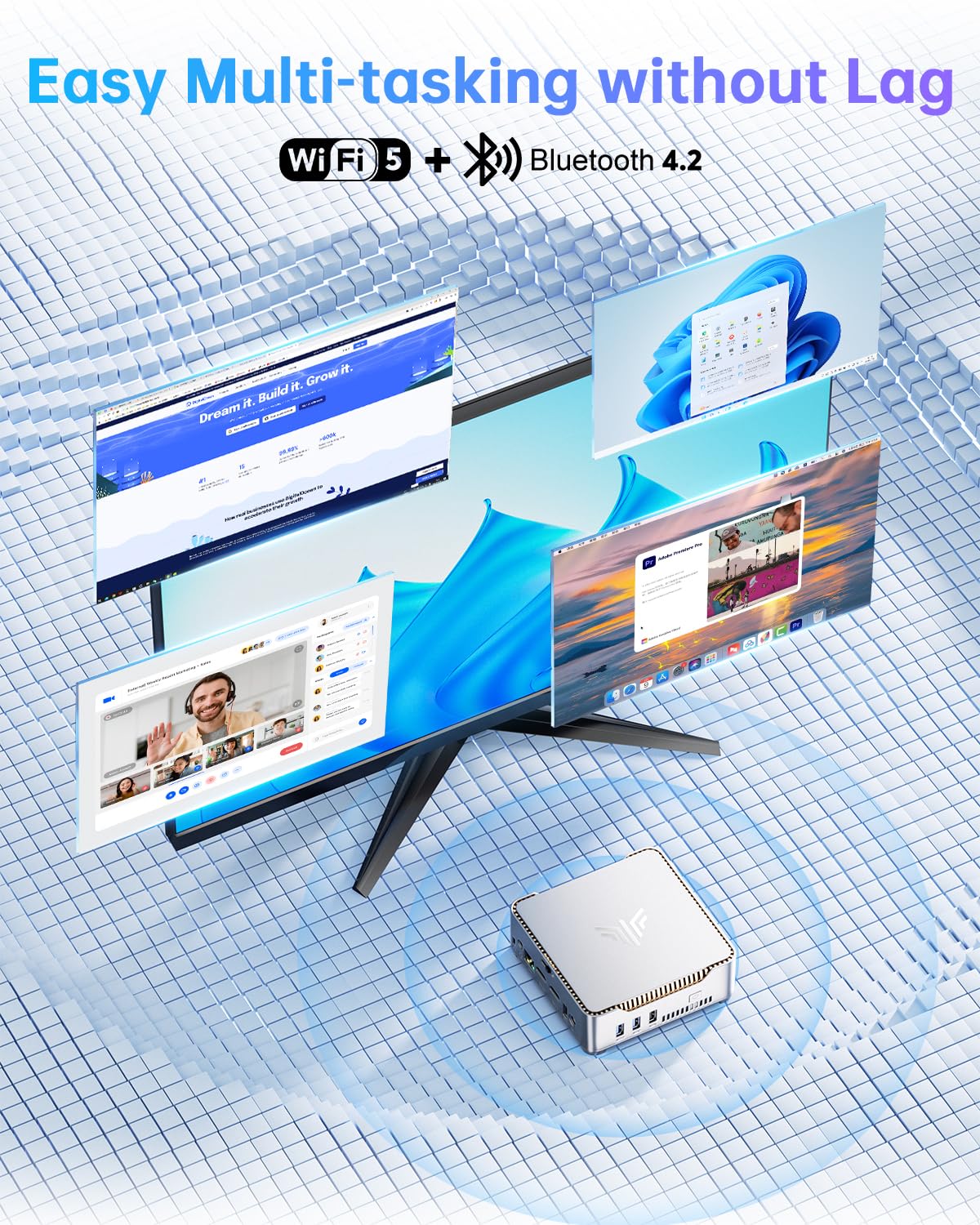 NiPoGi Mini PC 16GB DDR4 1024GB M.2 SSD, Ιntel Alder Lake-N97(bis zu 3,60 GHz) Mini Desktop Computer, Dual-WiFi, 1000Mbps LAN, HDMI 2.0 + DP, 4K Dual Display Micro-PC mit VESA für Schule/Zuhause/Büro