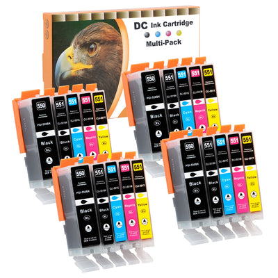 D&C 20x Druckerpatronen Kompatibel für Canon PGI-550 XL CLI-551 XL für Canon Pixma MG7100 MG7150 MG7550 MX925 iP7200 iP7250 MG5400 Series MG5450 MG5550 MG5650 MG5655 MX725 MX920 iP8750 iX6850 MG6350
