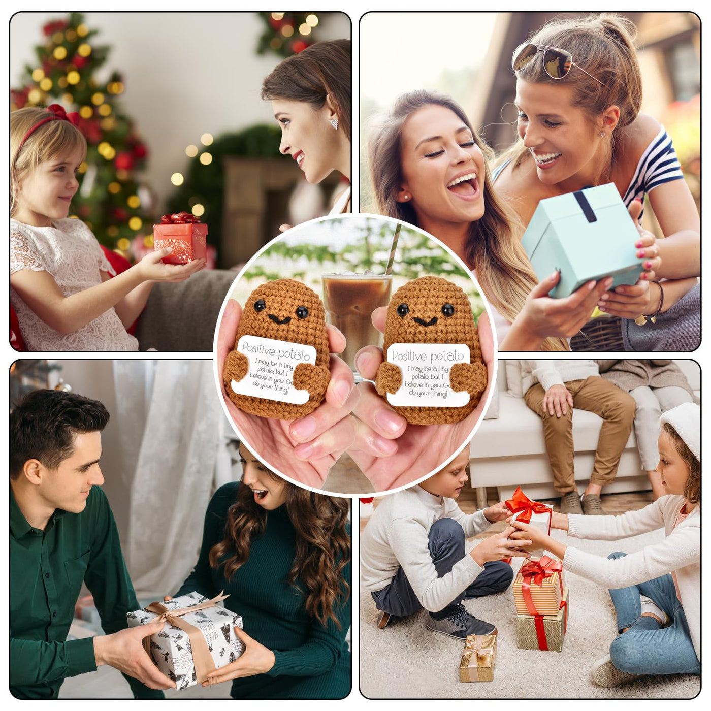 2er Pack Positive Potato Pocket Hug Geschenk, DealKits Lustige Plüschtiere Strickwolle Positive Kartoffel Puppe, Mutmacher Glückbringer für Kinder, Freundinnen, Familie, Frauen