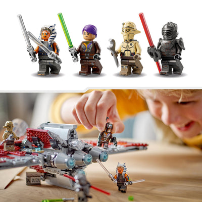 LEGO Star Wars Ahsoka Tanos T-6 Jedi Shuttle Set, baubares Raumschiff-Spielzeug mit 4 Minifiguren inkl. Sabine Wren und Marrok mit Lichtschwertern, Geschenk für Fans der Ahsoka-Serie 75362