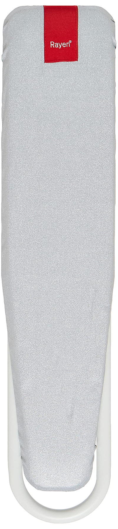 Rayen | Ärmelbügelbrett | Aluminiumbezug | Klappbar | Anti-Schließsystem | Durchlöchertes Brett | Mattweiß | Maße: 52 x 11 cm, Grau