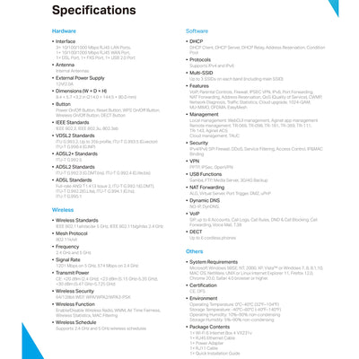 TP-Link VX231v Wi-Fi 6 VDSL Modem Router, VDSL2 35b 300 Mbit/s, 4× Gigabit-Ports, AX1800 Dual-Band WLAN, Unterstützt Telekom, O2, 1&1, nicht Vodafone MIC, nur für Deutschland