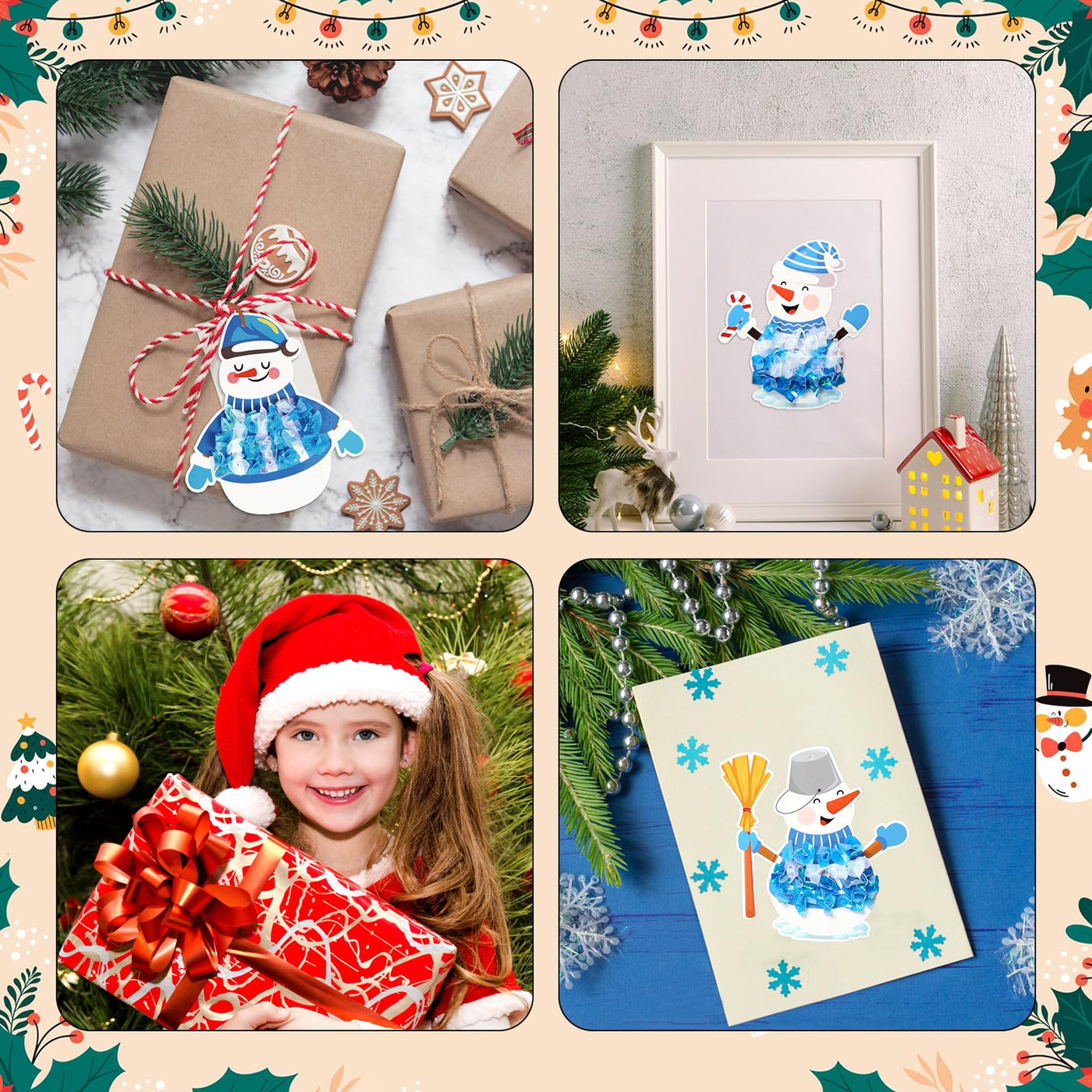 MONCAP 12 Stück Schneemann Weihnachten DIY Poke Art Spielzeug DIY Weihnachtsspielzeug Poke Art Kreative Handwerk für Kinder Weihnachten - für Kinder sensorisches Spielzeug Kunst Geschenke